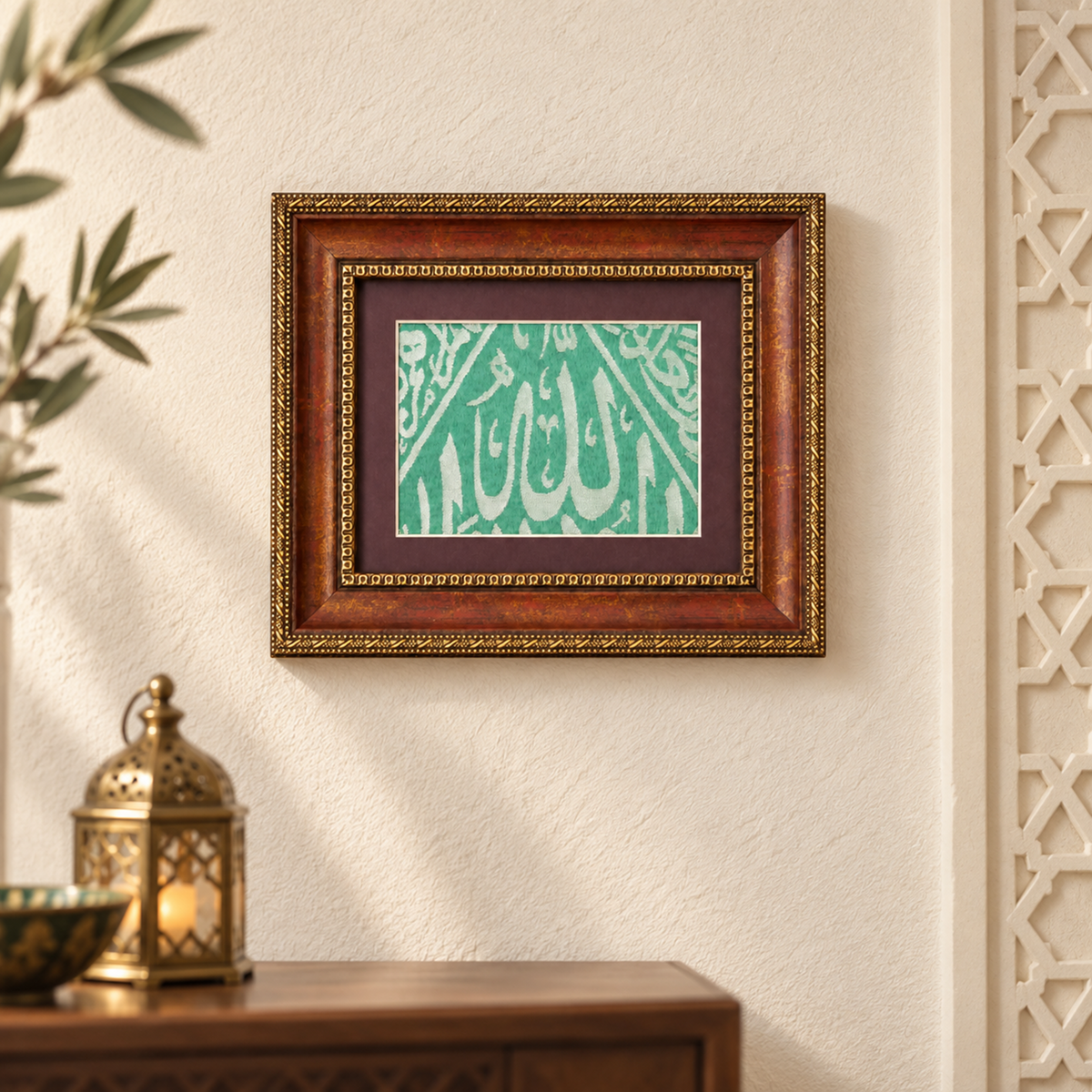 Authentic Prophet Muhammad's (PBUH) Sacred Tomb Covering – Framed Certified Rawdah Cover