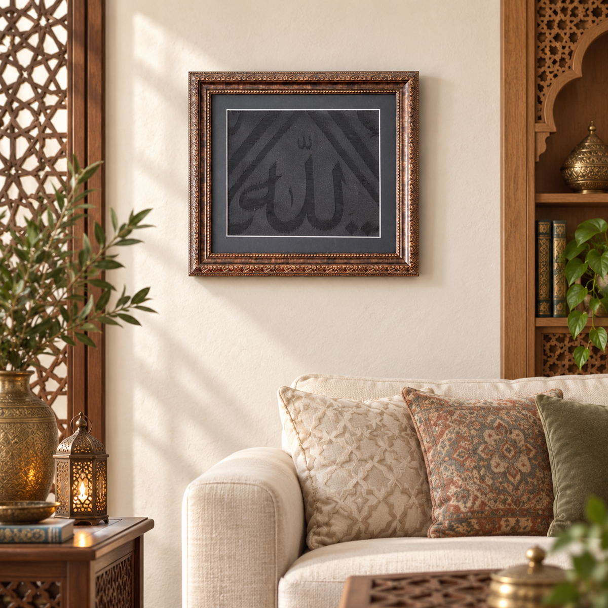 Framed Kaaba Kiswah Cloth - Authentic Islamic Wall Art, Ramadan & Eid Gift