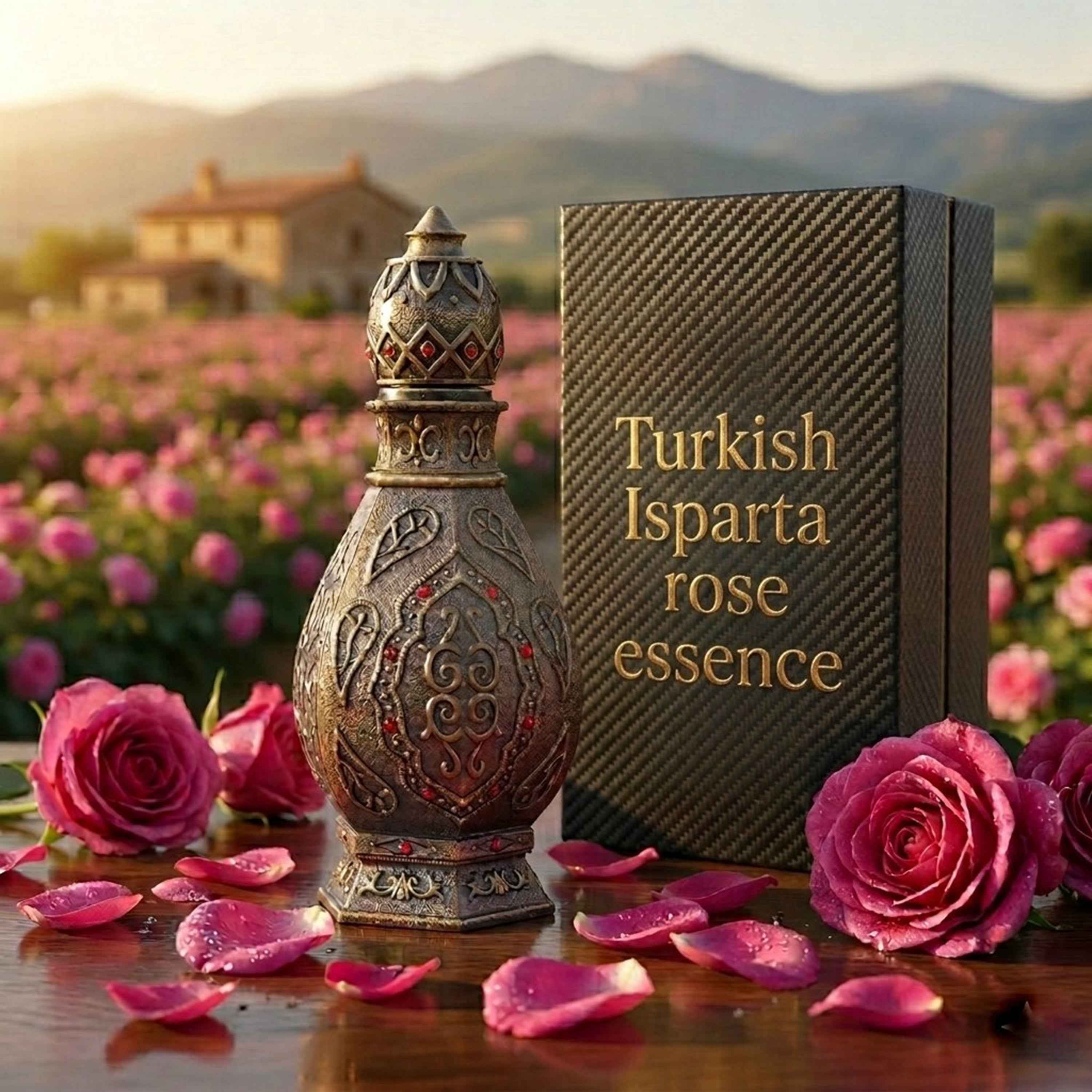 Turkish Isparta Rose Essence – %100 Pure & Luxury Rose Oil Extract 12 Ml