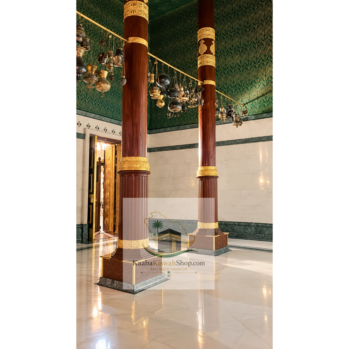 Certified Framed Green Interior Kaaba Kiswa