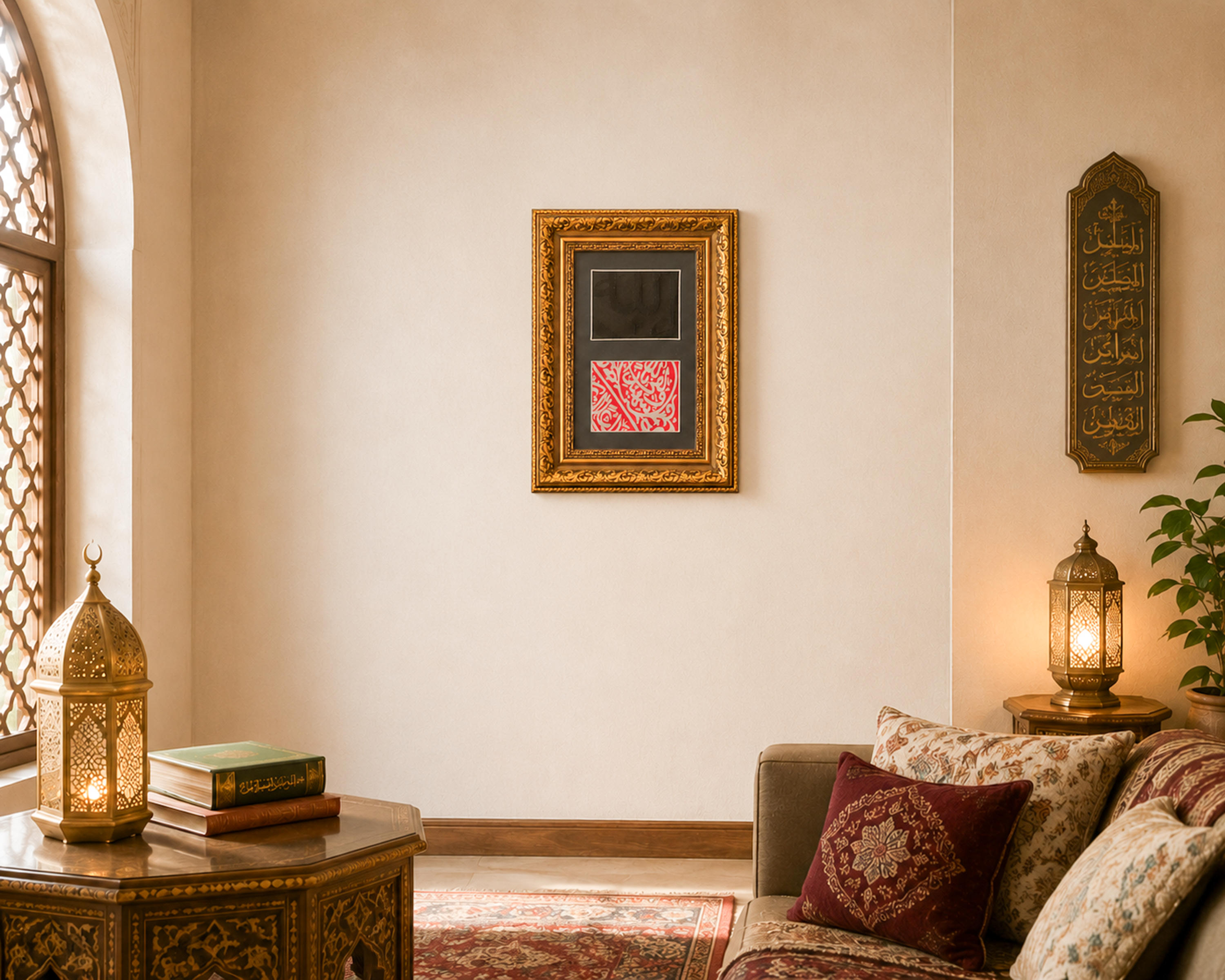Framed Authentic Pieces of the Holy Kaaba Kiswah and the Prophet's Muhammed Grave Cover