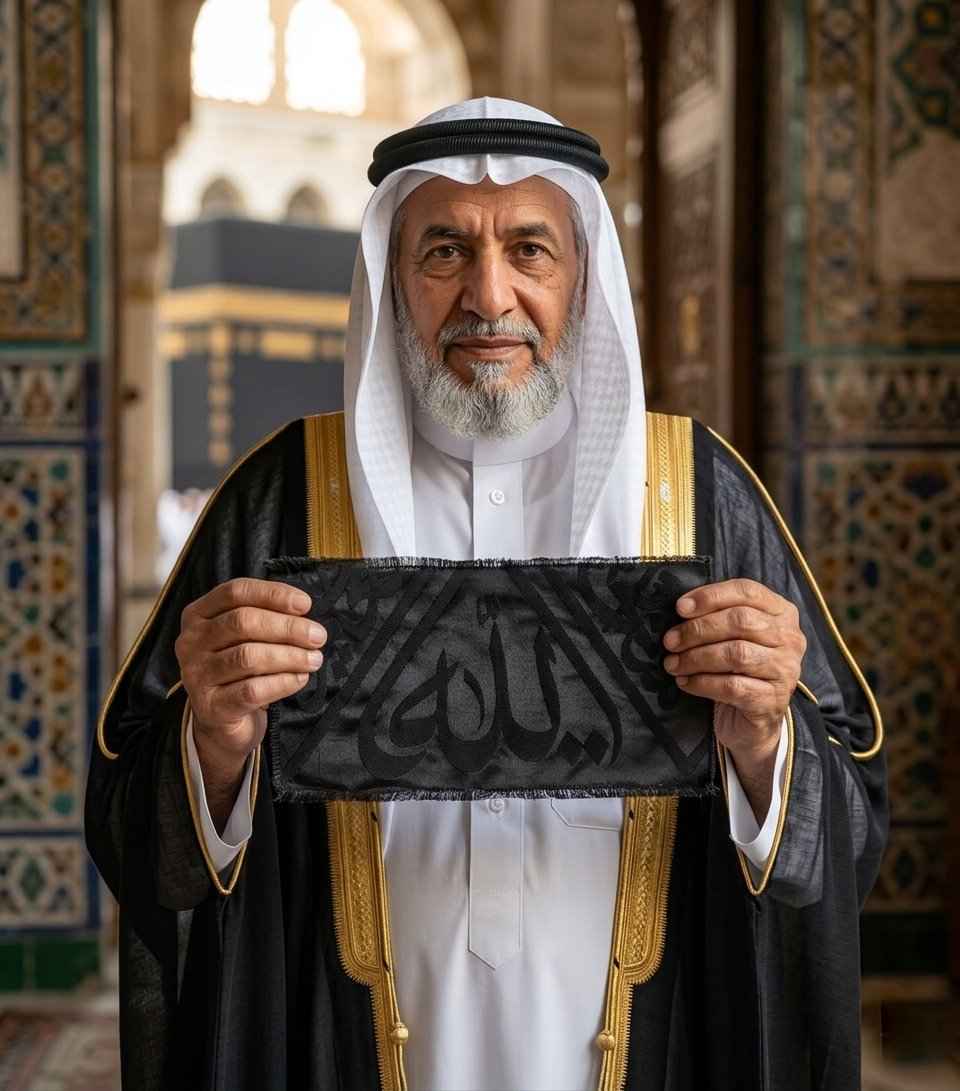 Certified Kaaba Kiswa Cloth:  Piece from Holy Kaaba 35 CM X 20 CM
